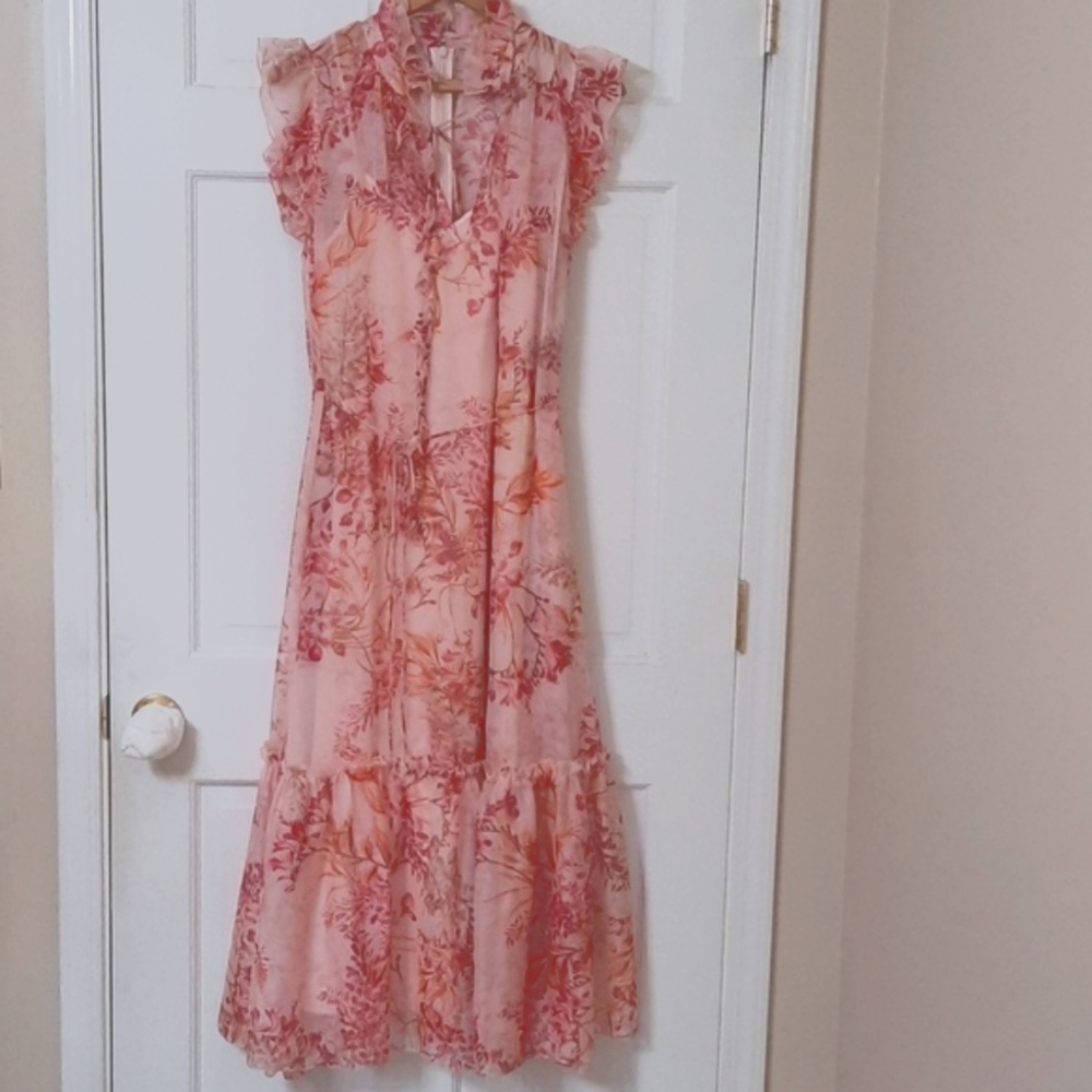 NWT Alex Marie Camellia Floral Print Spring Rose midi dress SZ 6